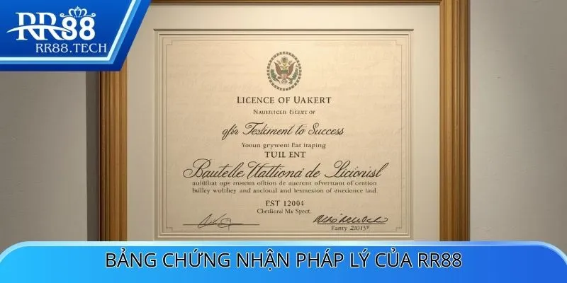 Bảng chứng nhận pháp lý uy tín của RR88